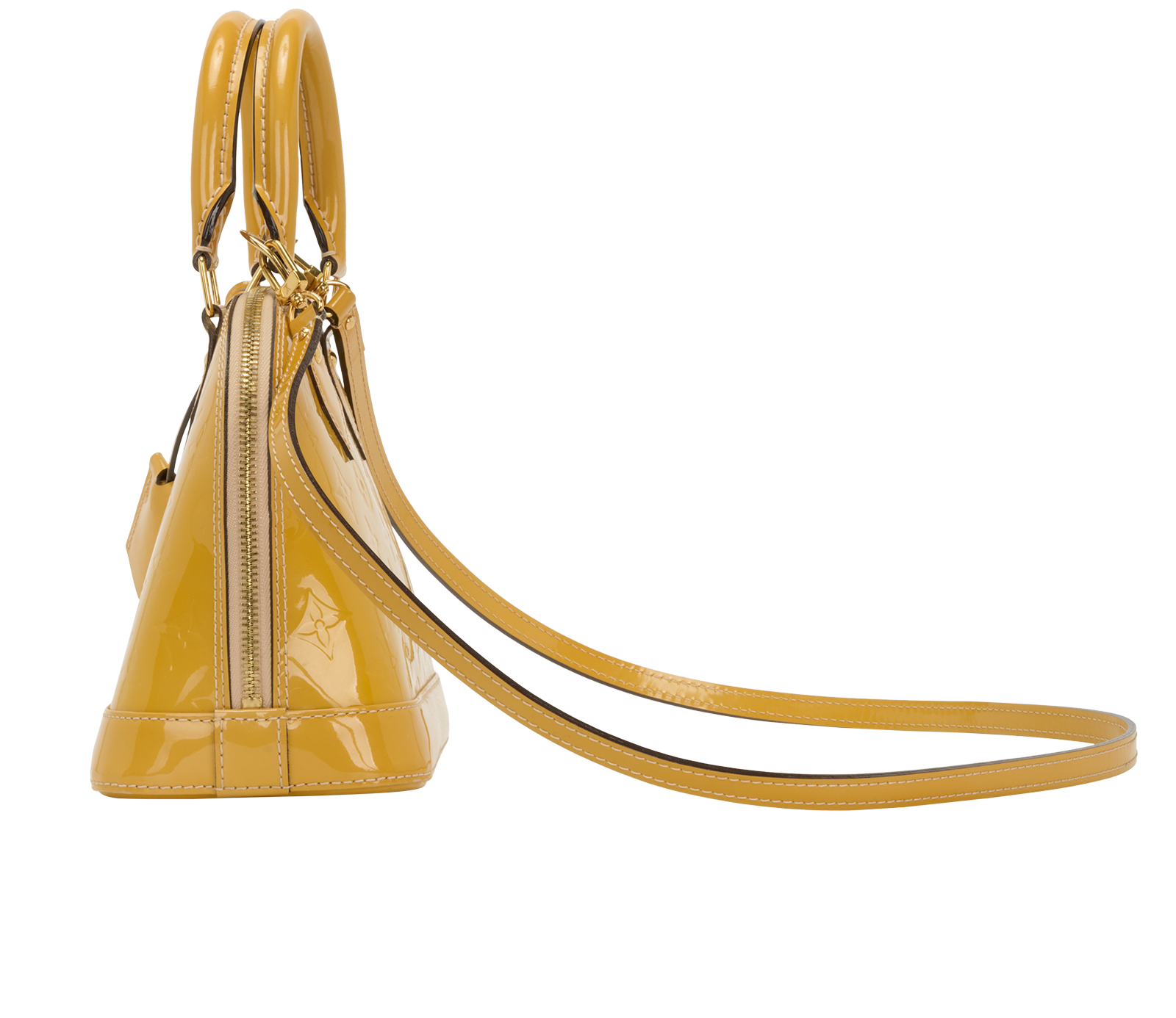 Alma BB, &pound;895, Handbags, Yellow, Patent Leather, Bottom view